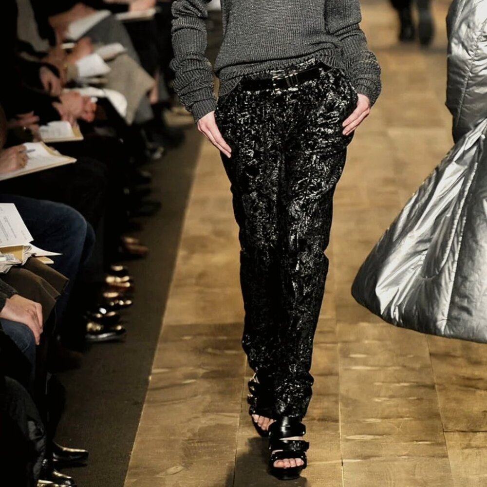 Michael Kors Collection Crushed Velvet Metallic Joggers Quiet Luxury Minimalist